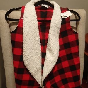 Girls vest size large buffalo plaid